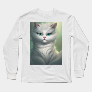 White Cat - Modern Digital Art Long Sleeve T-Shirt